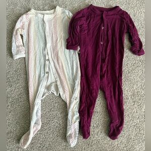 Kyte BABY Snap Footies 0-3 - Dahlia & Herringbone